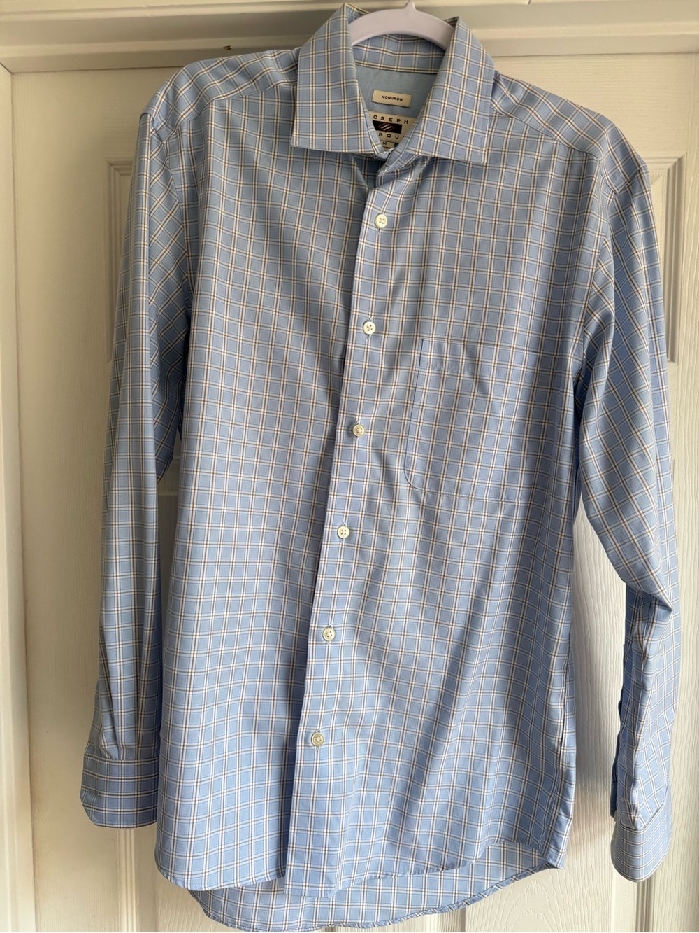 Joseph Abboud Light Blue and White Windowpane Dress Shirt